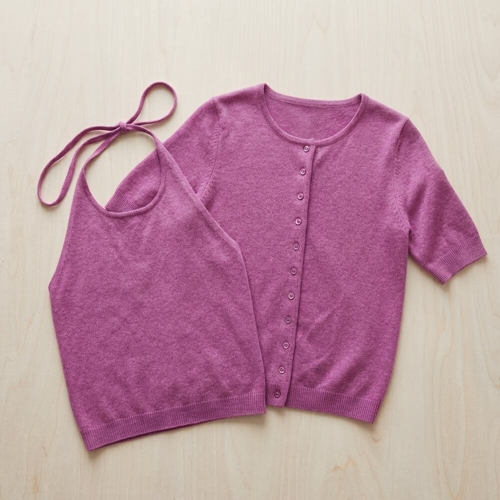 Bcbgmaxazria Cashmere Mauve Pink Halter & Cardigan Sweater Set Coquette Y2K